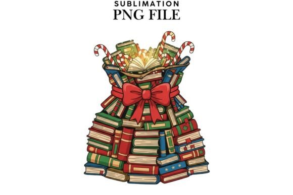 Bookish Christmas Png Design for Illustrations