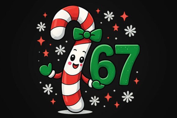 Candy Cane 67 Six Seven Funny Christmas Illustrations