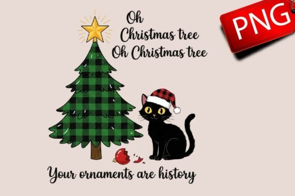 Cat with Christmas Tree Illustrations: A Designer’s Review for Client Projects