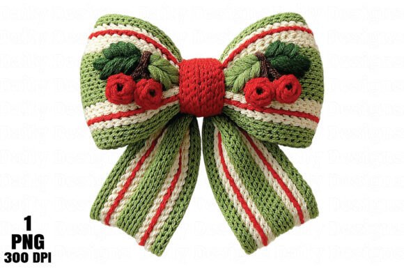 Christmas Coquette Bow Crochet Faux Yarn Illustrations Review