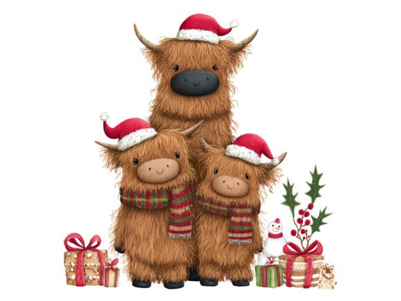 Christmas Cow Family Trio PNG and Illustrations Review