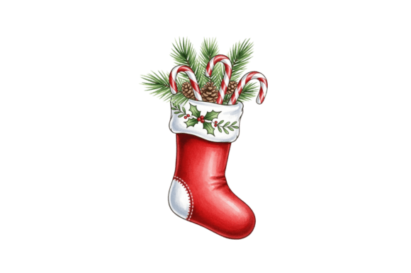 Christmas Stocking Filled with Treats Illustrations Review