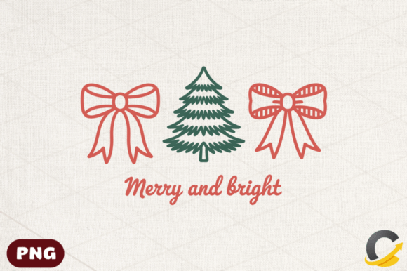 Christmas Tree Coquette Bow PNG Design for Illustrations
