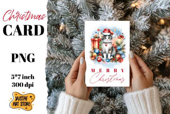 Cute Christmas Cat Card Printable Review: Illustrations for Editorial Use