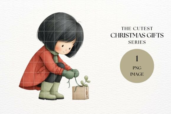 Cute Christmas Gift Girl Clipart Illustrations Review