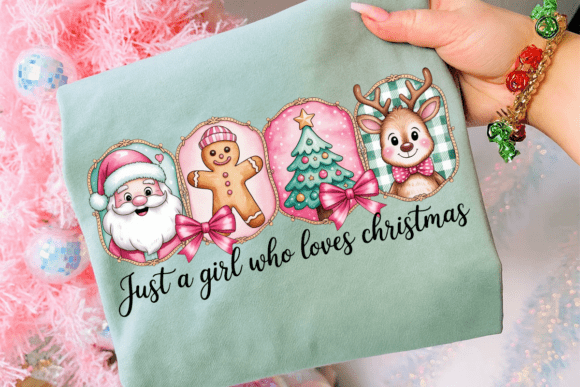 Cute Just a Girl Who Loves Christmas PNG Illustrations