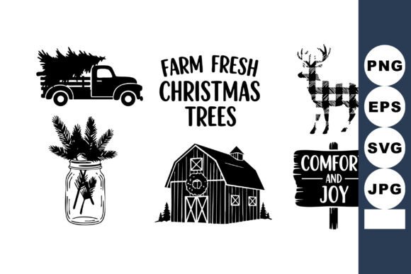 Farm Fresh Christmas Trees Silhouettes: Seasonal Illustrations for Editorial Design