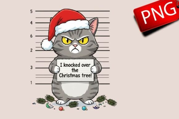 I Knocked over Christmas Tree Funny Cat Illustrations Review