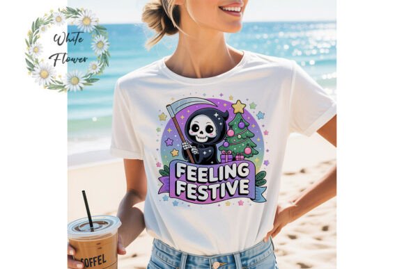 Kawaii Reaper Christmas Festive Clipart in Illustrations