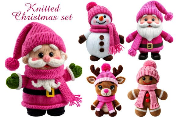Knitted Christmas Set Png.Christmas Toys: A Review for Digital Illustrations