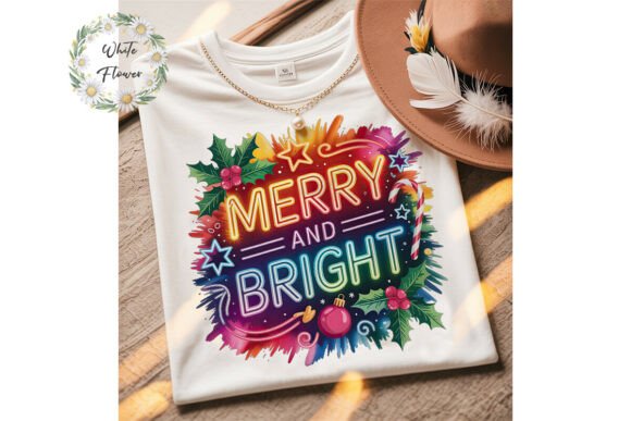 Merry Bright Neon Christmas PNG Clipart Illustrations