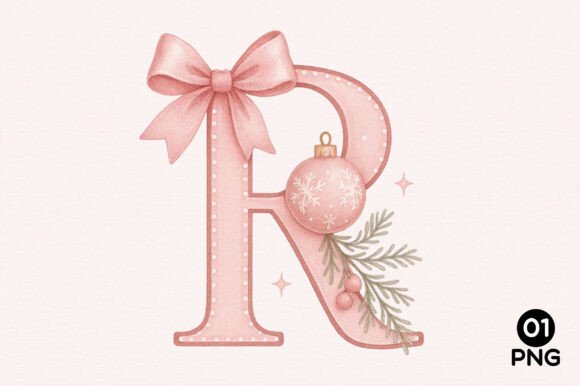 Pink Coquette Christmas Alphabet R PNG Review