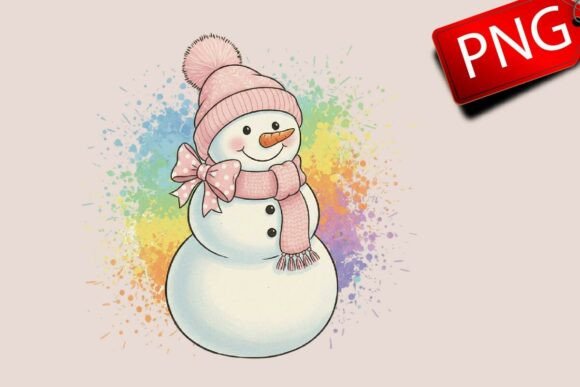 Pink Snowman PNG, Christmas PNG, Santa
