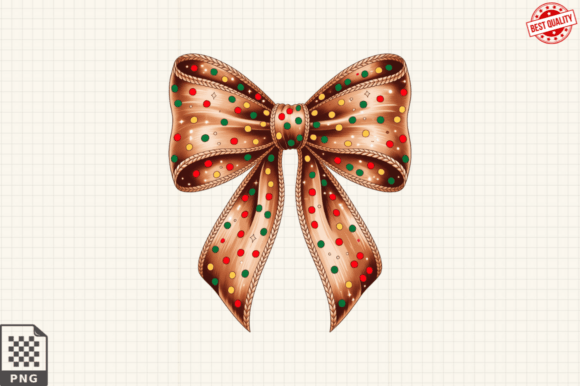 Preppy Christmas Coquette Bow PNG Clipar in Illustrations