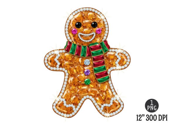 Rhinestone Christmas Gingerbread Man Png