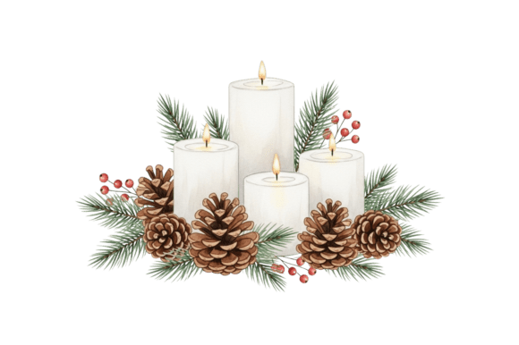 Watercolor Christmas Advent Candles: A Designer’s Review of Illustrations for Branding
