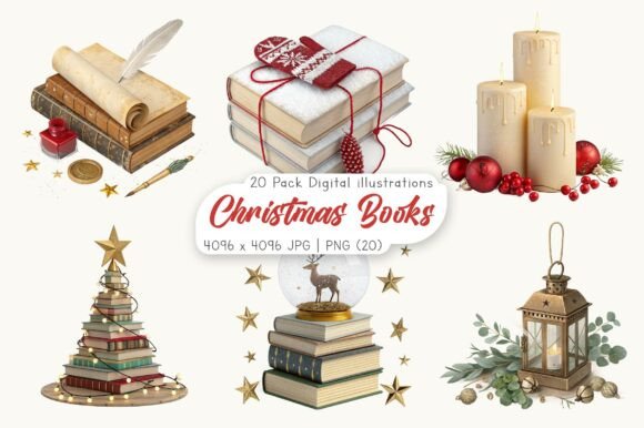 Watercolor Christmas Books Clipart: A Designer’s Review